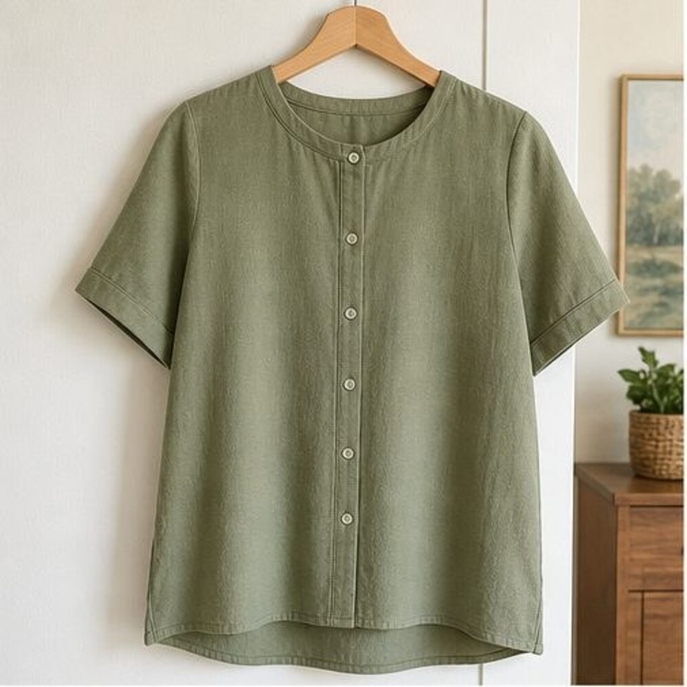 Olive Pleated Blouse